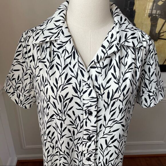 Vintage 70s Cattail Print House Dress Volup XL 1X - Picture 2 of 9